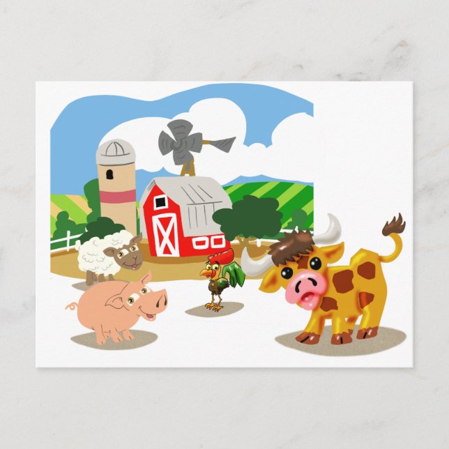 Cute Farm Animals Postcard (Front)