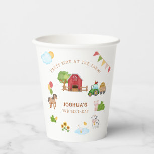 Cute Farm Animals Red Barn Tractor Birthday Party Paper Cups