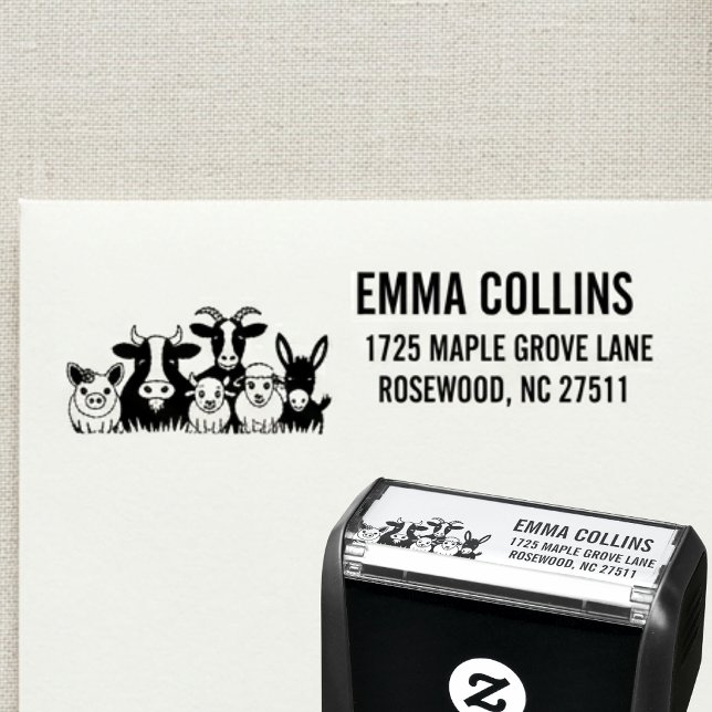Cute Farm Animals Return Address Personalised Self-inking Stamp (Creator Uploaded)