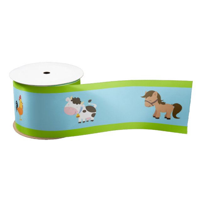 Cute Farm Animals Satin Ribbon (Spool)