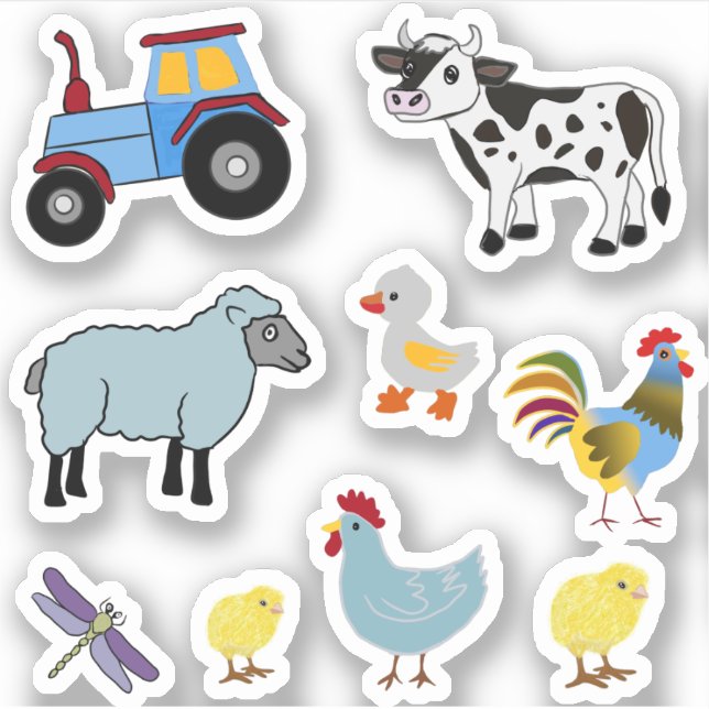 CUTE FARM ANIMALS STICKER (Front)