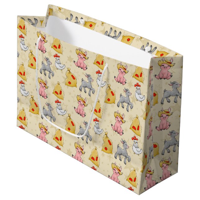 cute farm animals tiled party large gift bag (Front Angled)