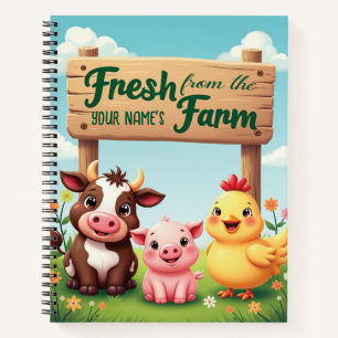 Cute Farm Animals Under Farm Sign Notebook