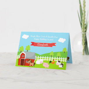 Cute Farm Animals Unisex Birthday Card