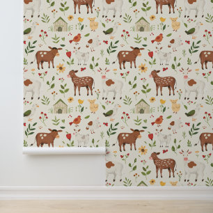 Cute Farm Baby Animals with Boho Florals #11 Wallpaper