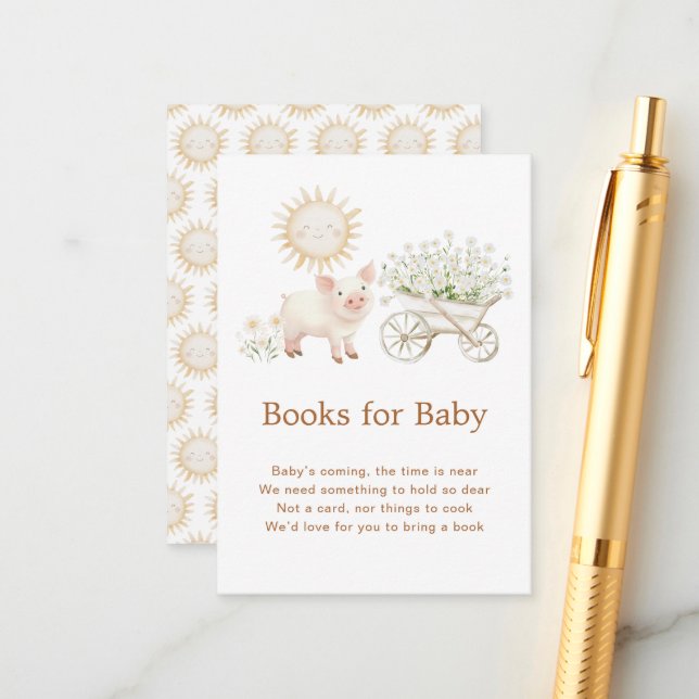 Cute Farm Barn Baby Shower Books for baby Enclosure Card (Front/Back In Situ)