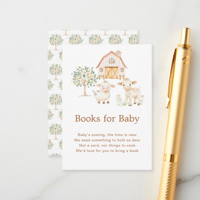 Cute Farm Barn Baby Shower Books for baby Enclosure Card (Front/Back In Situ)