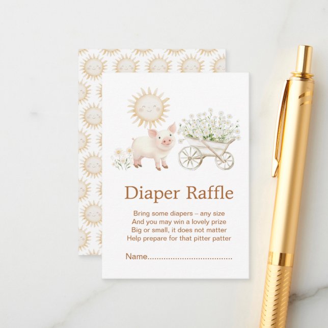 Cute Farm Barn Baby Shower Diaper Raffle Enclosure Card (Front/Back In Situ)