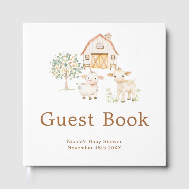 Cute Farm Barn Baby Shower Guest Book (Front)