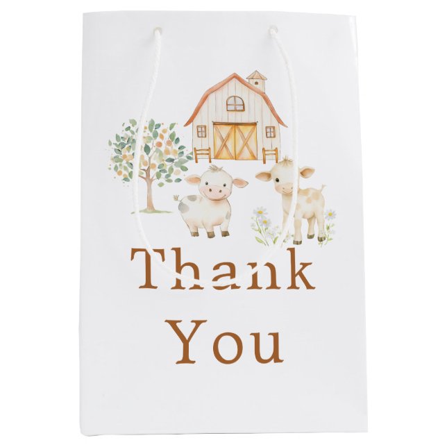 Cute Farm Barn Baby Shower  Medium Gift Bag (Front)
