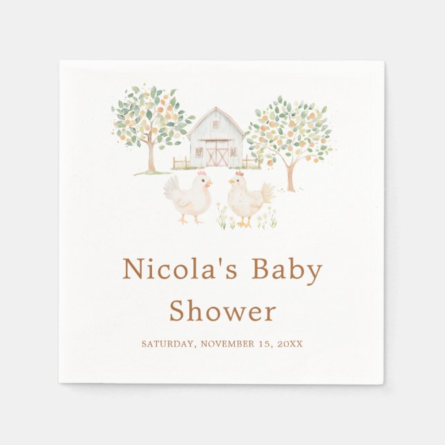 Cute Farm Barn Baby Shower  Napkin (Front)