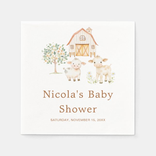 Cute Farm Barn Baby Shower  Napkin (Front)