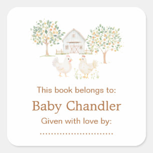 Cute Farm Barn Baby Shower  Square Sticker