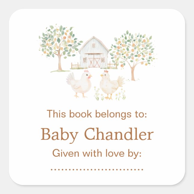 Cute Farm Barn Baby Shower  Square Sticker (Front)