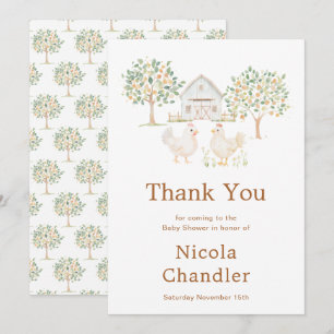 Cute Farm Barn Baby Shower  Thank You Card