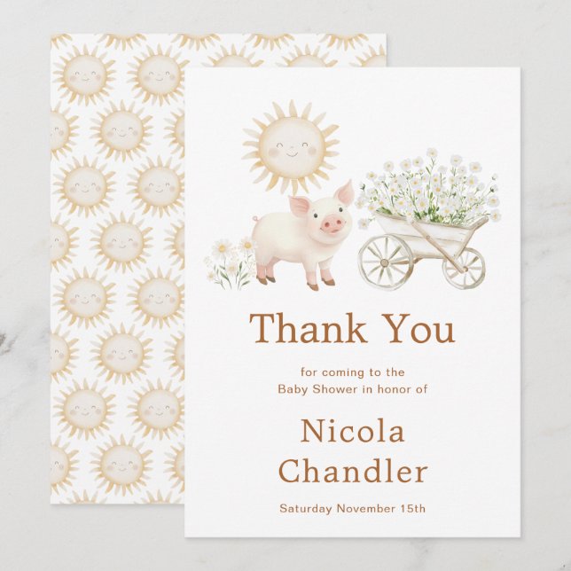 Cute Farm Barn Baby Shower  Thank You Card (Front/Back)