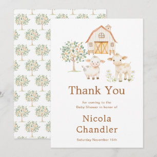 Cute Farm Barn Baby Shower  Thank You Card