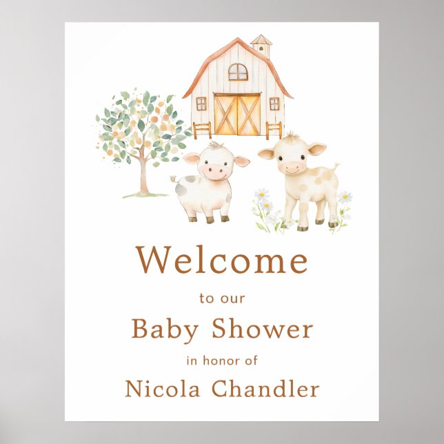 Cute Farm Barn Baby Shower Welcome Poster (Front)