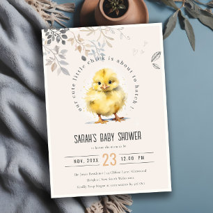 Cute Farm Chick Blush Girl Floral Baby Shower Invitation