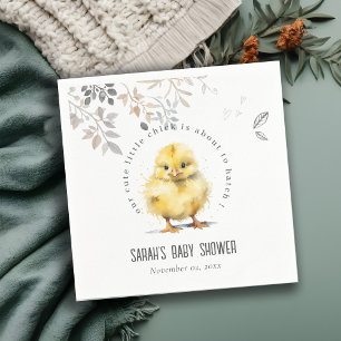 Cute Farm Chick Watercolor Floral Baby Shower Napkin