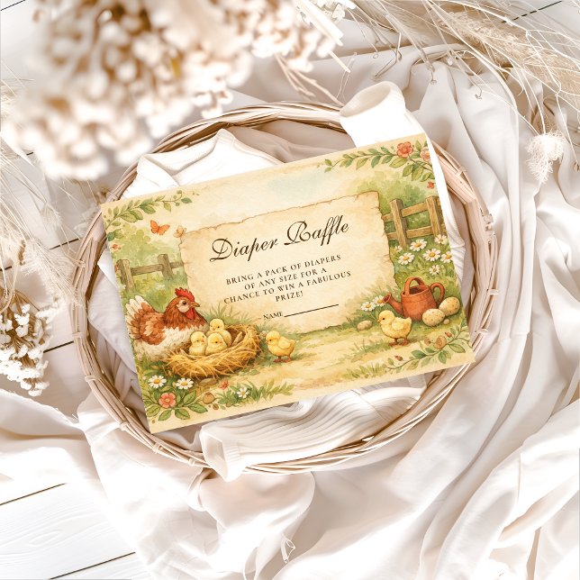 Cute Farm Chicks Baby Shower Diapper Raffle Enclosure Card (Creator Uploaded)