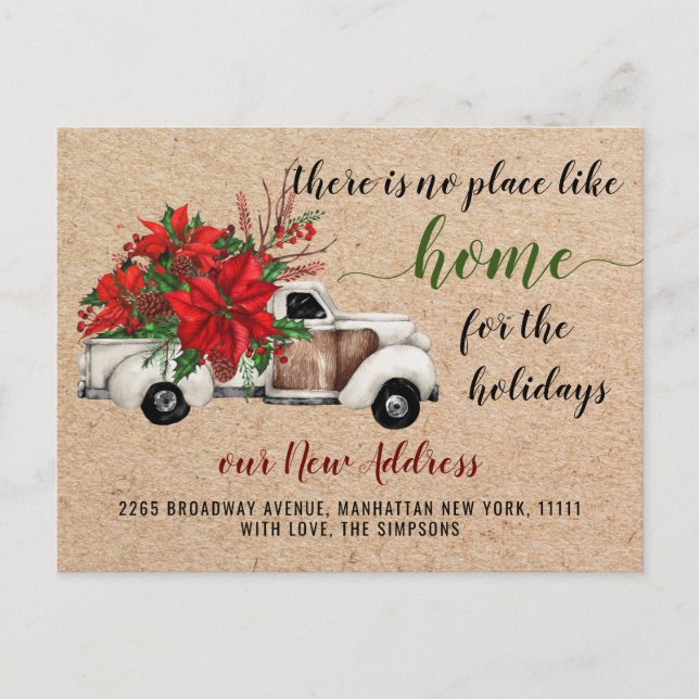 Cute Farm Christmas Truck Moving Announcement Postcard (Front)