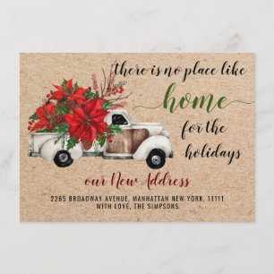 Cute Farm Christmas Truck Poinsettia Moving Announcement