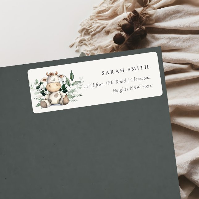 Cute Farm Cow Foliage Pastel Neutral Kids Birthday (Creator Uploaded)