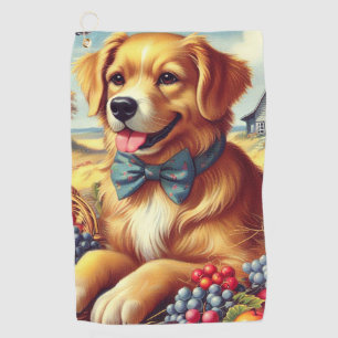 Cute Farm Dog Painting Golf Towel