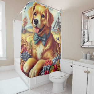 Cute Farm Dog Painting Shower Curtain
