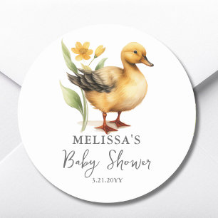 Cute Farm Duck Baby Shower Favour Sticker