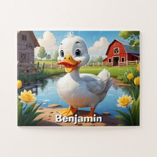 Cute Farm Duck Personalised Kid's Jigsaw Puzzle