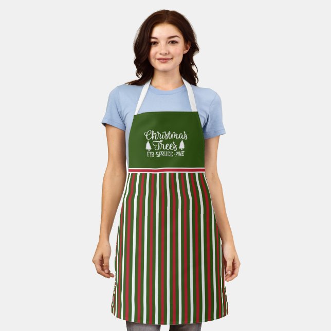 Cute Farm Fresh Christmas Trees Holiday Apron (Worn)
