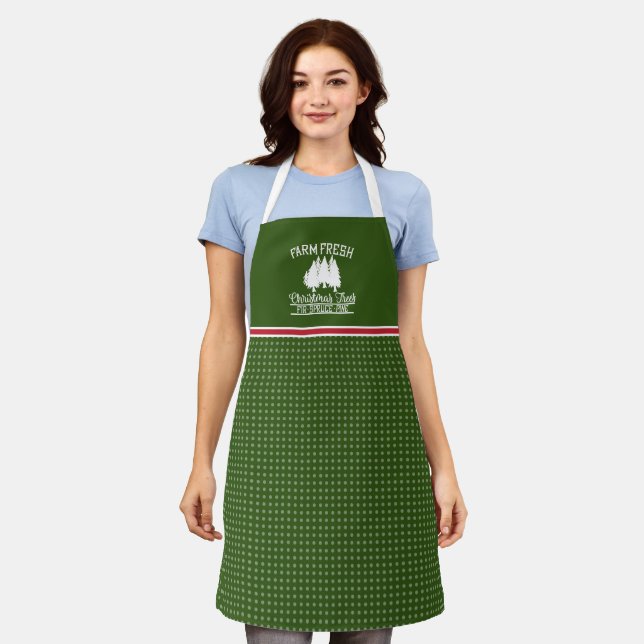 Cute Farm Fresh Christmas Trees Holiday Apron (Worn)