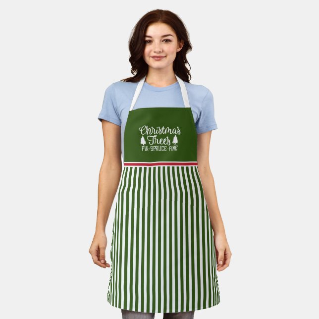 Cute Farm Fresh Christmas Trees Holiday Apron (Worn)