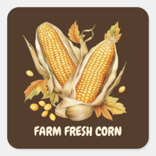 Cute farm fresh corn add text vendors square sticker
