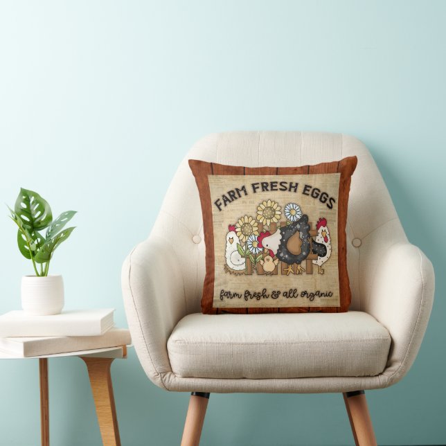 cute farm fresh eggs farmhouse chicken cushion (Chair)