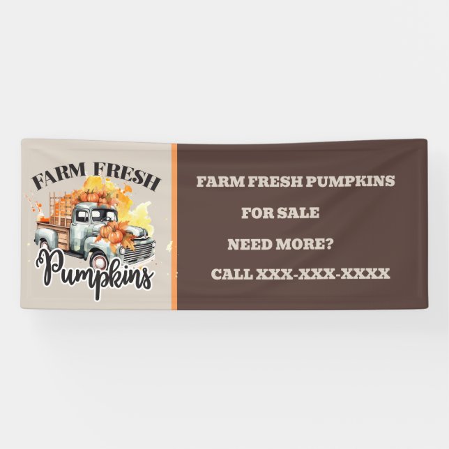 cute Farm Fresh Pumpkin vendors add text Banner (Horizontal)