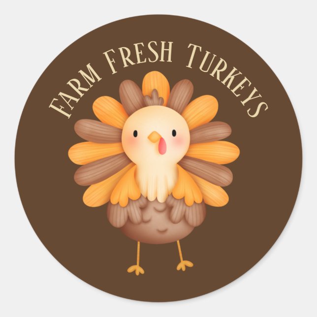 cute farm fresh turkey vendors classic round sticker (Front)