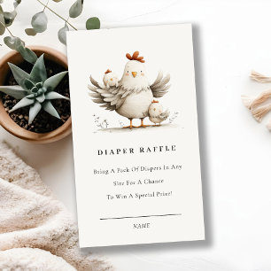 Cute Farm Mum Baby Chick Diaper Raffle Baby Shower Enclosure Card