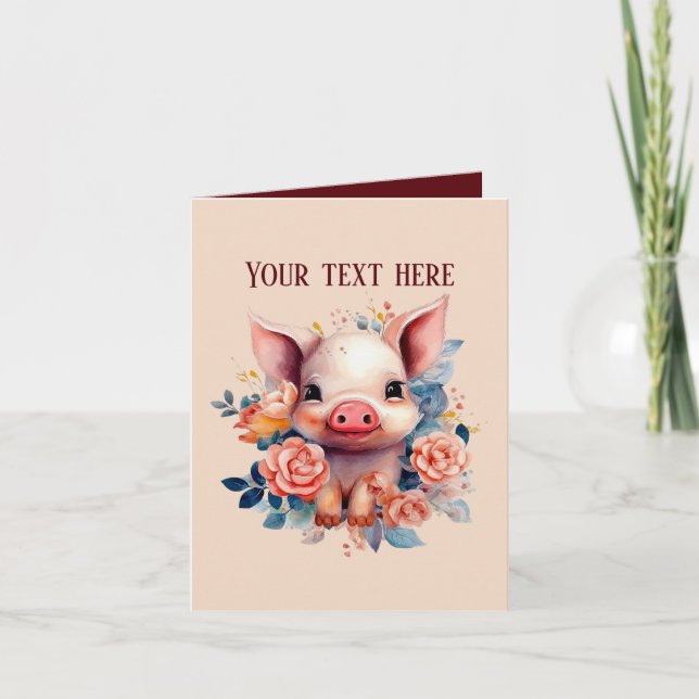 Cute Farm pig lovers add message Card (Front)