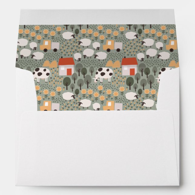 Cute Farm Scene Pattern Envelope (Back (Bottom))