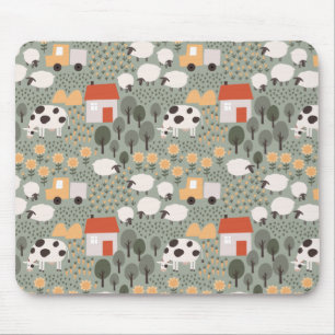 Cute Farm Scene Pattern Mouse Mat