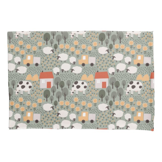 Cute Farm Scene Pattern Pillowcase (Front)