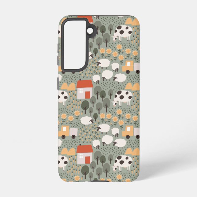 Cute Farm Scene Pattern Samsung Galaxy S21 Case (Back)
