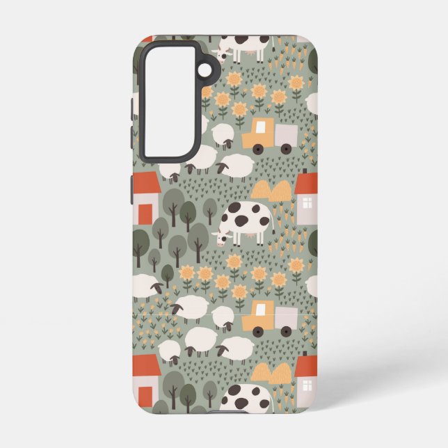 Cute Farm Scene Pattern Samsung Galaxy S21 Case (Back)
