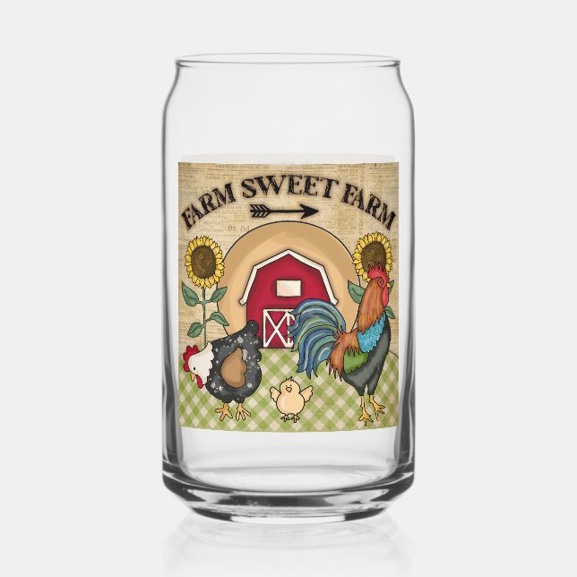 Cute farm sweet farmhouse can glass (Front)
