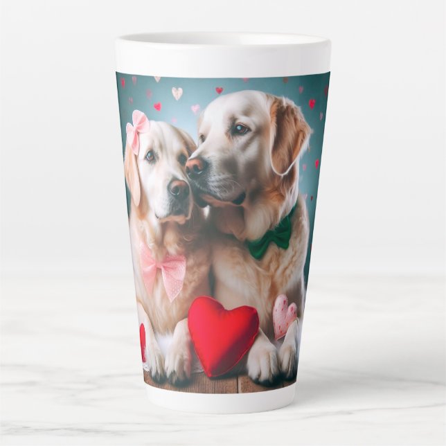 Cute farmer couple valentine's day latte mug (Front)