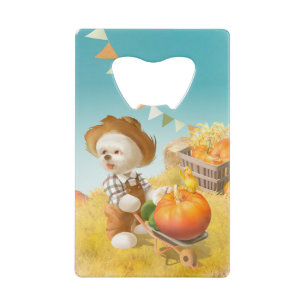 Cute Farmer Dog with Pumpkin