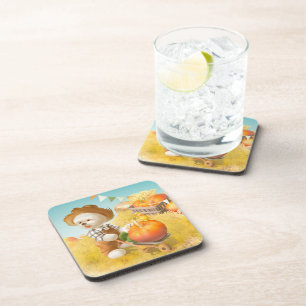 Cute Farmer Dog with Pumpkin Coaster